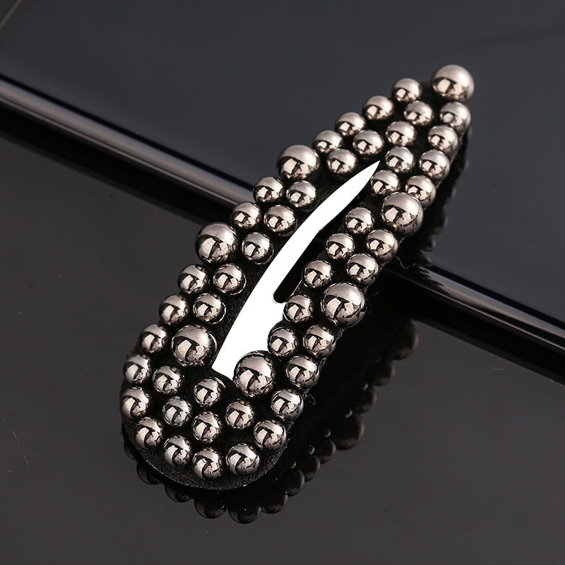 Women's Rivet Droplet Pearl Bb Versatile Hair Clip