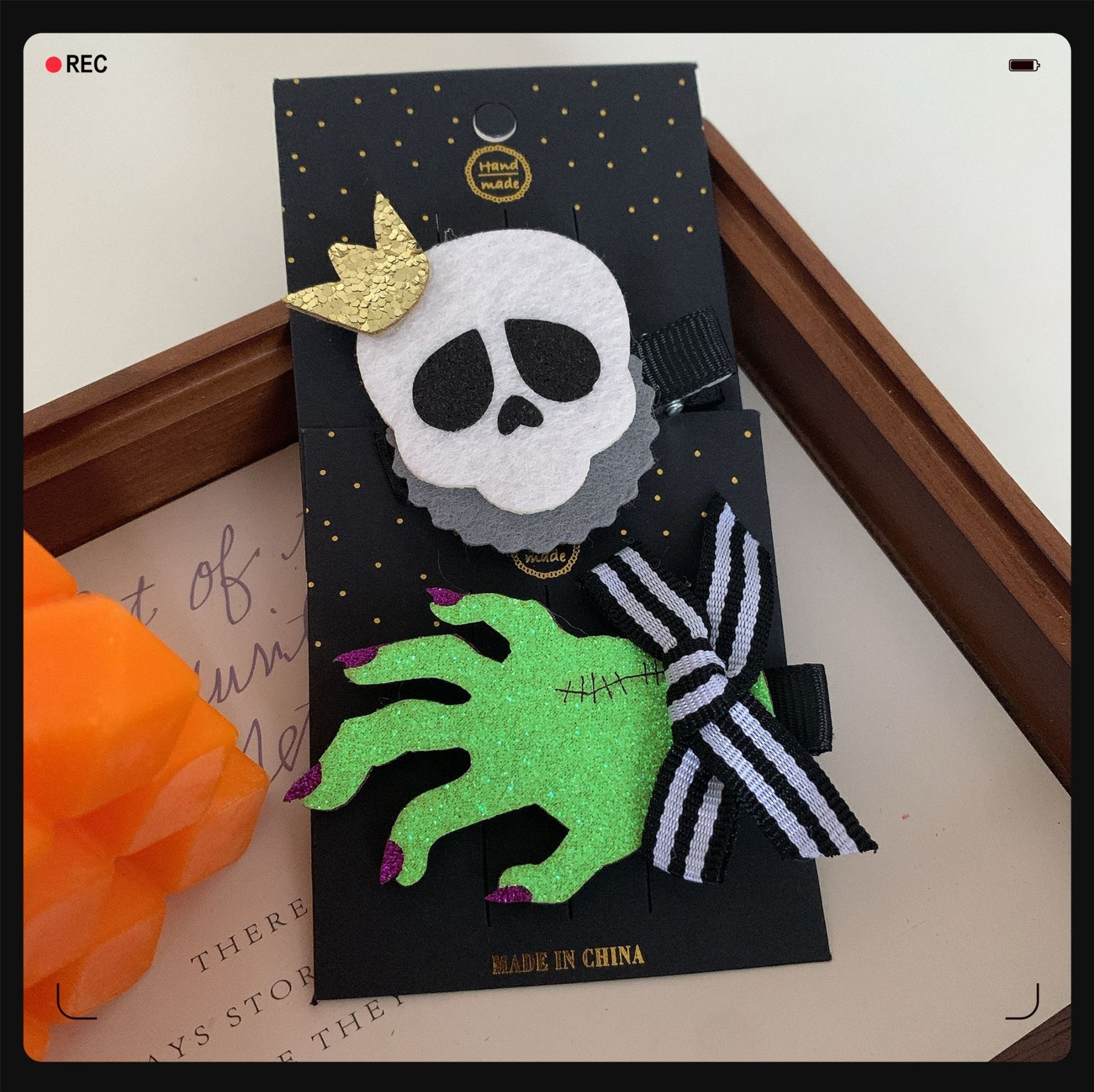 Children's Pumpkin Skull Barrettes Halloween Bat Barrettes
