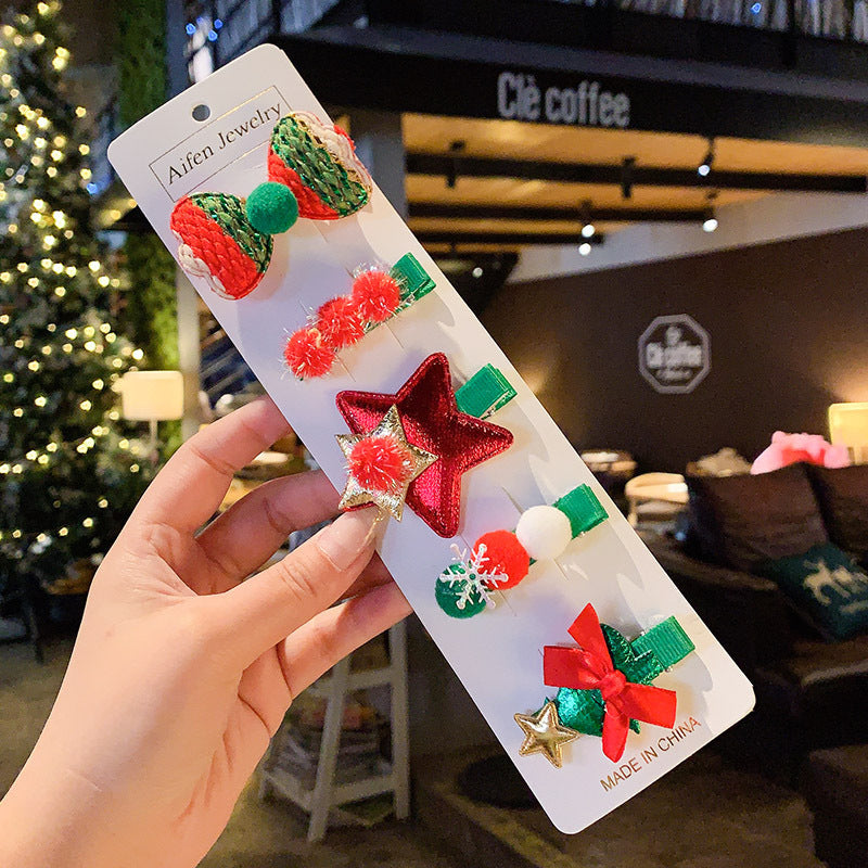 Children's Fashion Simple Christmas Barrettes Suit