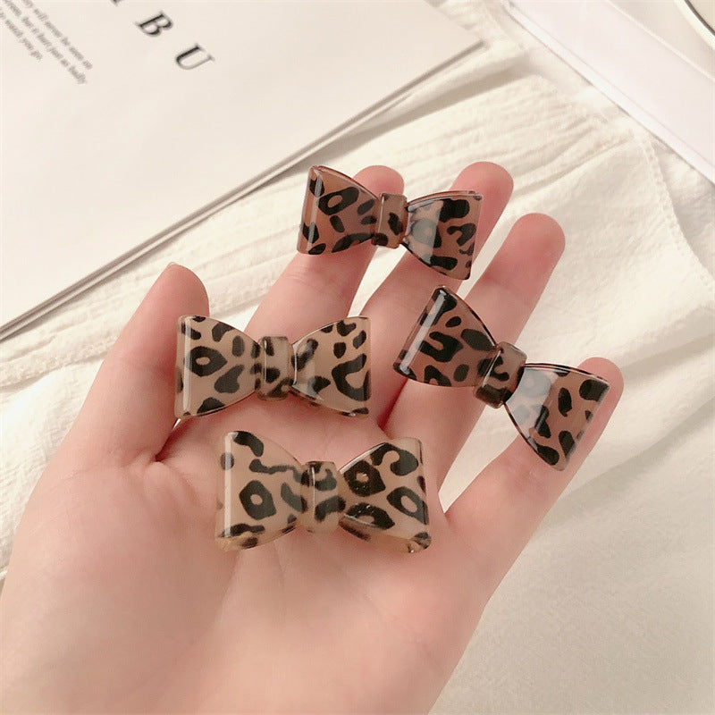 Bow Leopard Print Hair Pin All-match Side Clip