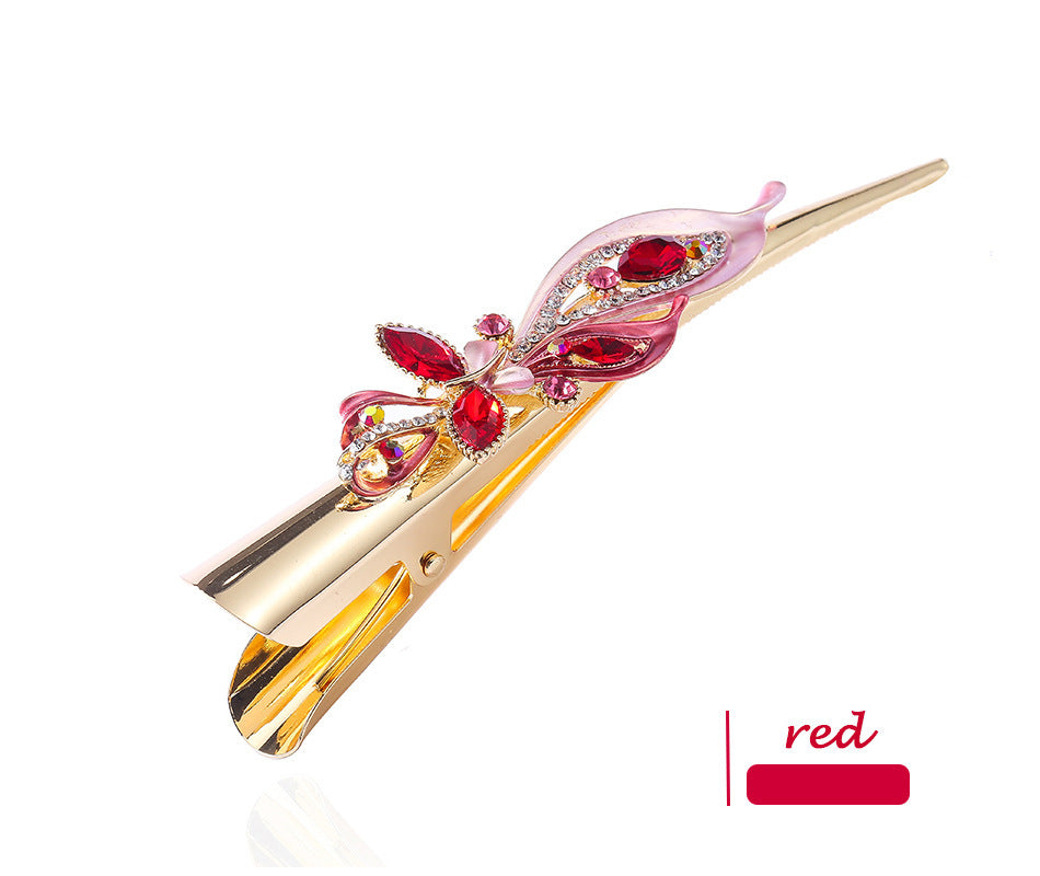 Painted golden crystal plate hair clip