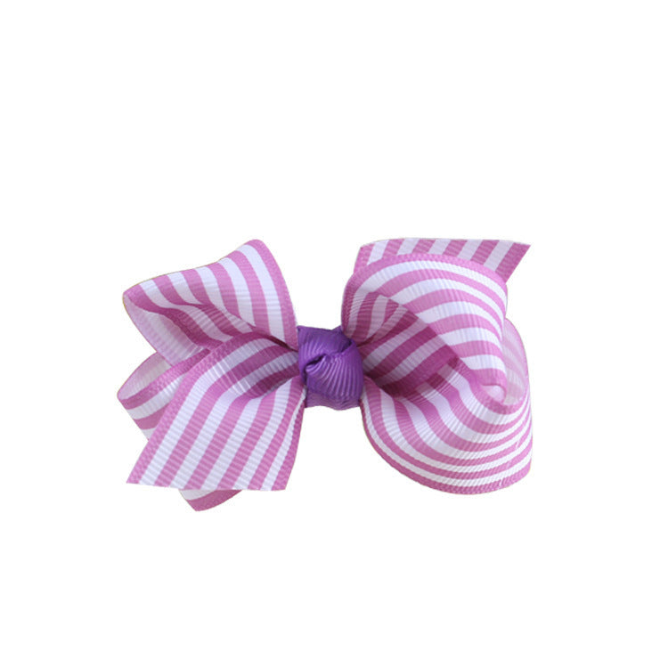 Girls Striped Headdress Bow Hair Clip