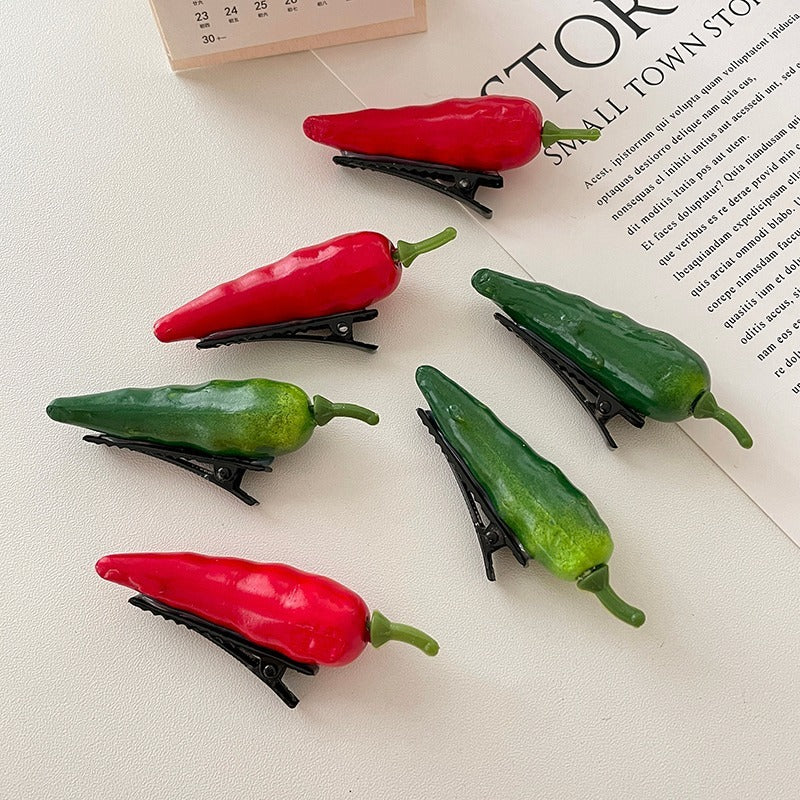 Women's Fashion Simulation Red Chilli Vegetable Hair Styling Clip