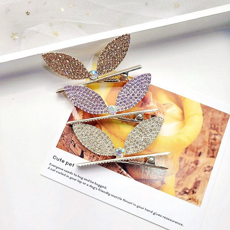 Women's Fashion Rhinestone Stereo Rabbit Ears Barrettes