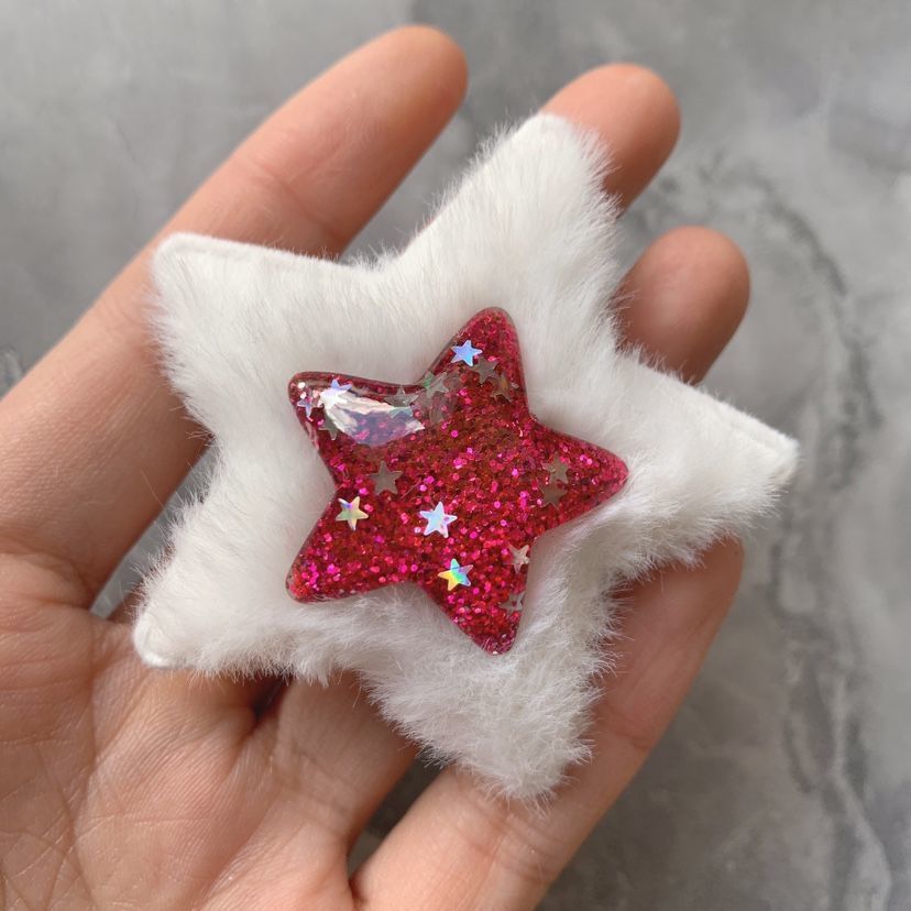 Big Flurry Sparkle Stripe Black Blue Red Green Star Hair Clip