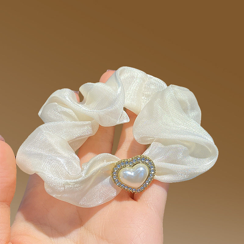 Camellia Large Intestine Hair Ring Retro Ponytail Hair String