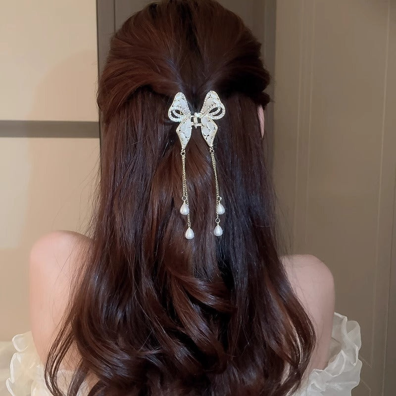 Best Elegant High-grade Golden Pearl Tassel Hairpin