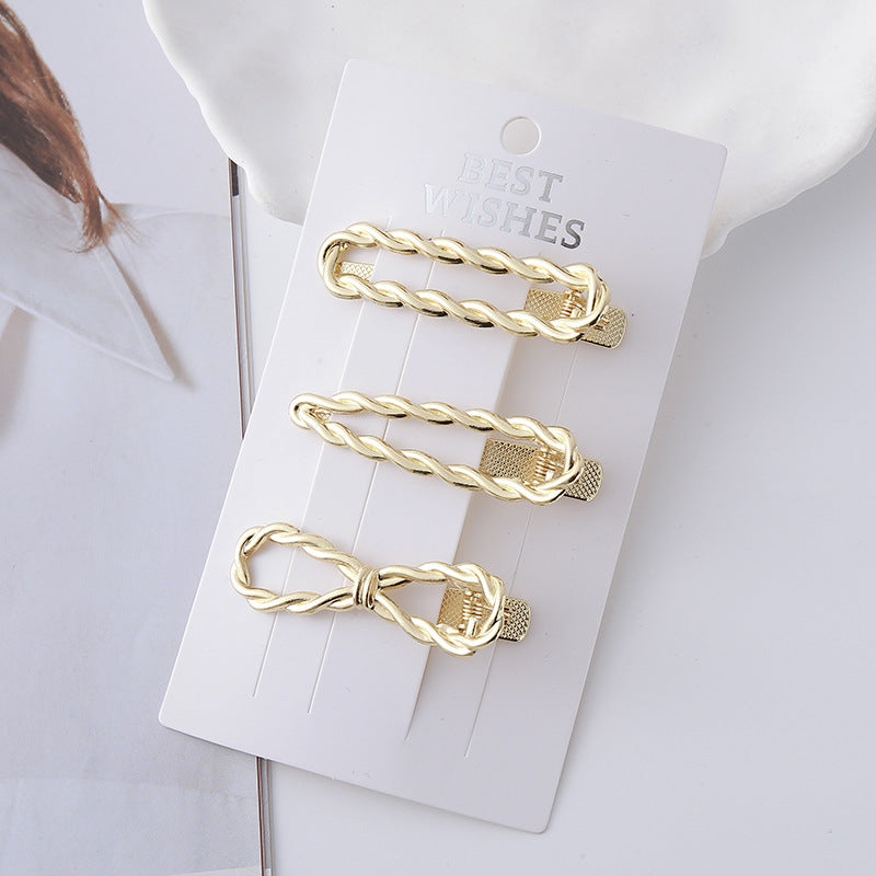 Cold Wind Metal Barrettes Silver Shaped Wave