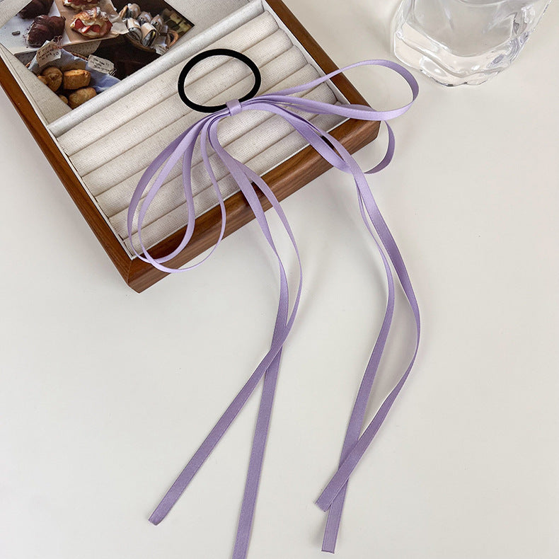 Simple Color Bow Headband Hair Band Tassel Hair Ring
