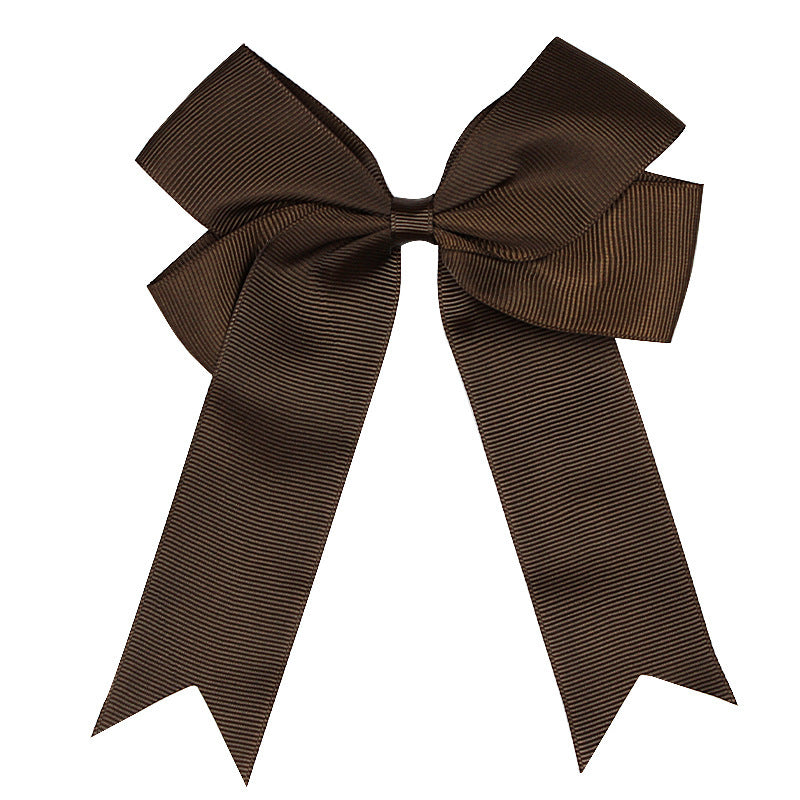 Handmade Long Floating Tail Solid Color Bow Children Barrettes