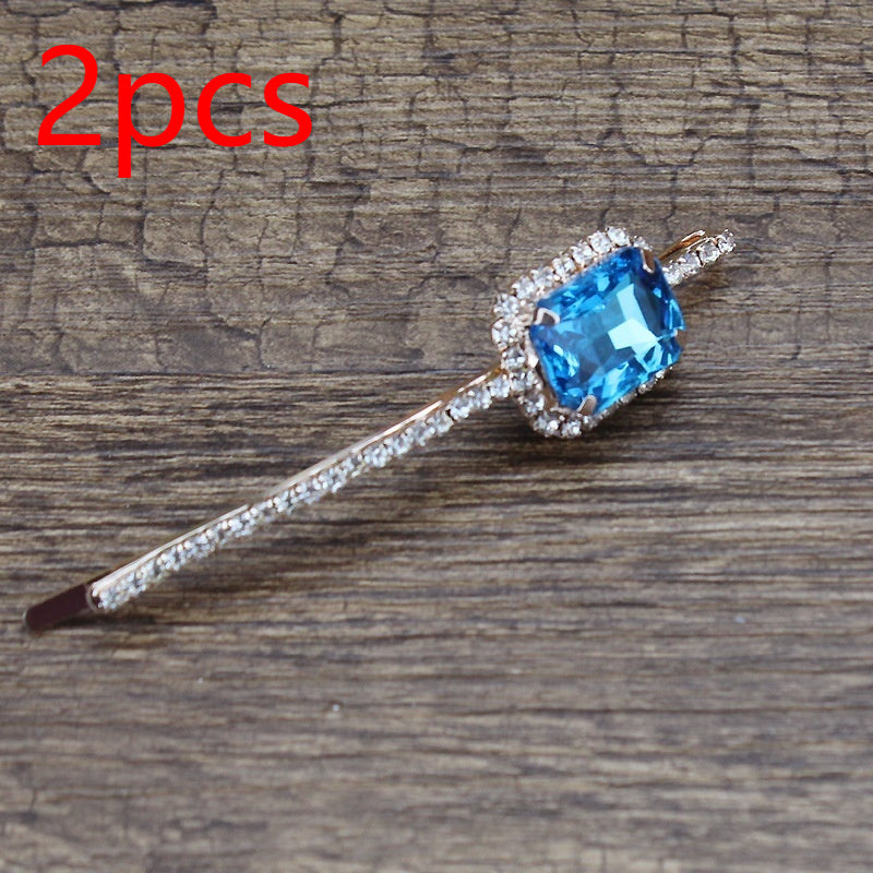 Square Rhinestone Bobby Pin Hair Clip Personality Side Clip Headdress