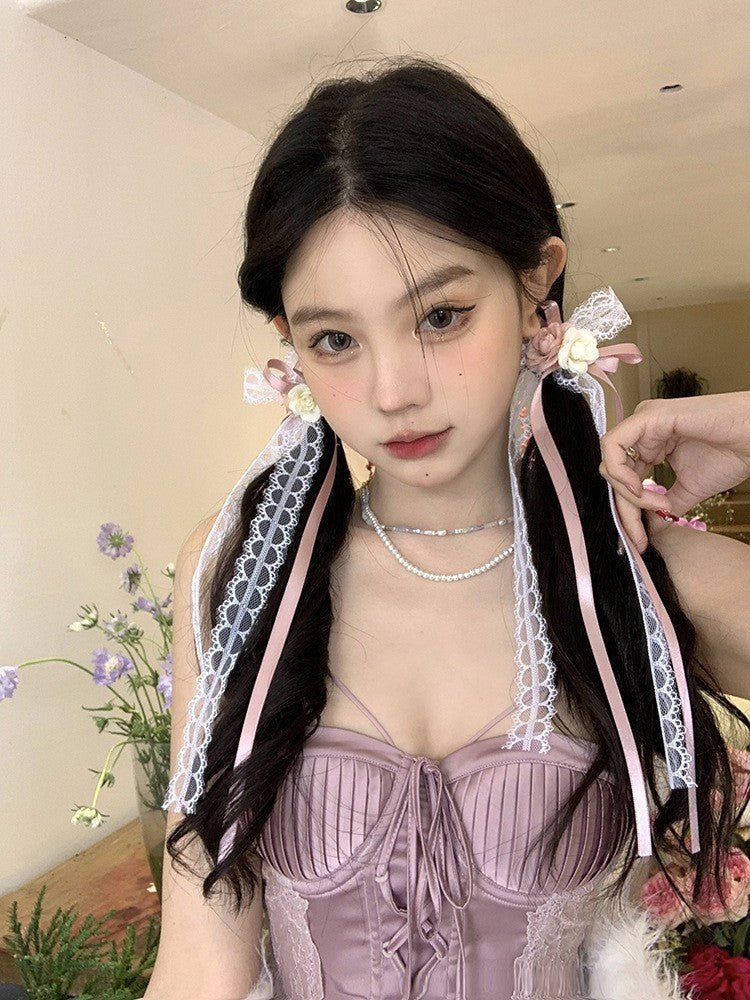 Female Sweet Desire Mesh Bow Hair Clip