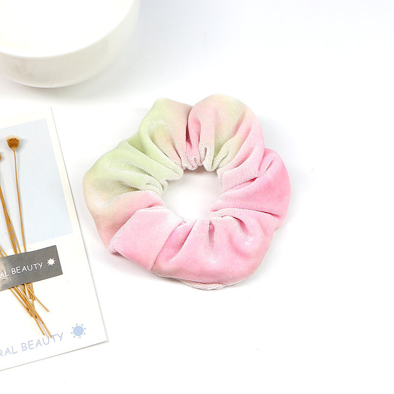 Gradient gold velvet cloth hair ring