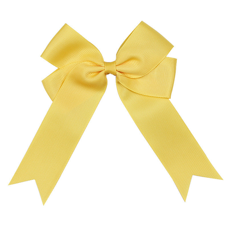 Handmade Long Floating Tail Solid Color Bow Children Barrettes