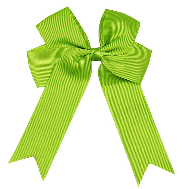 Handmade Long Floating Tail Solid Color Bow Children Barrettes