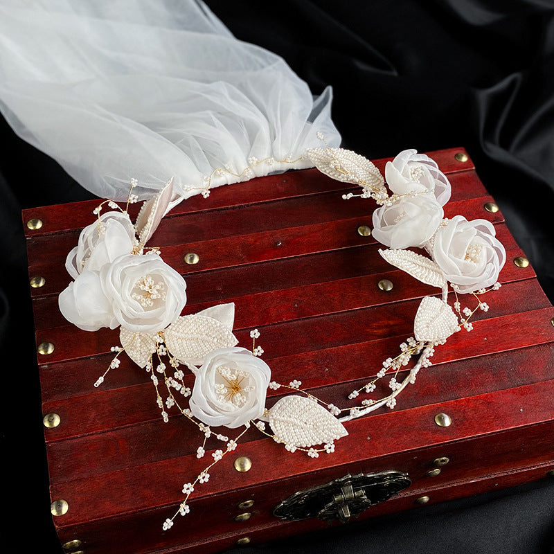 White Rose Bud Hair Hoop Ear Clip