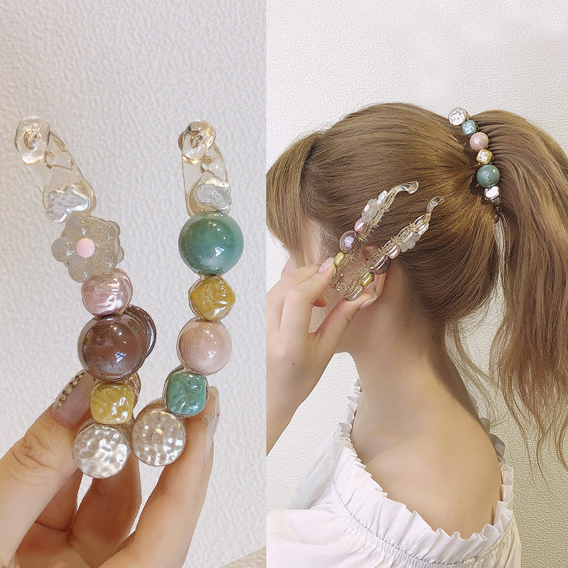South Korean color clip with banana hair clip