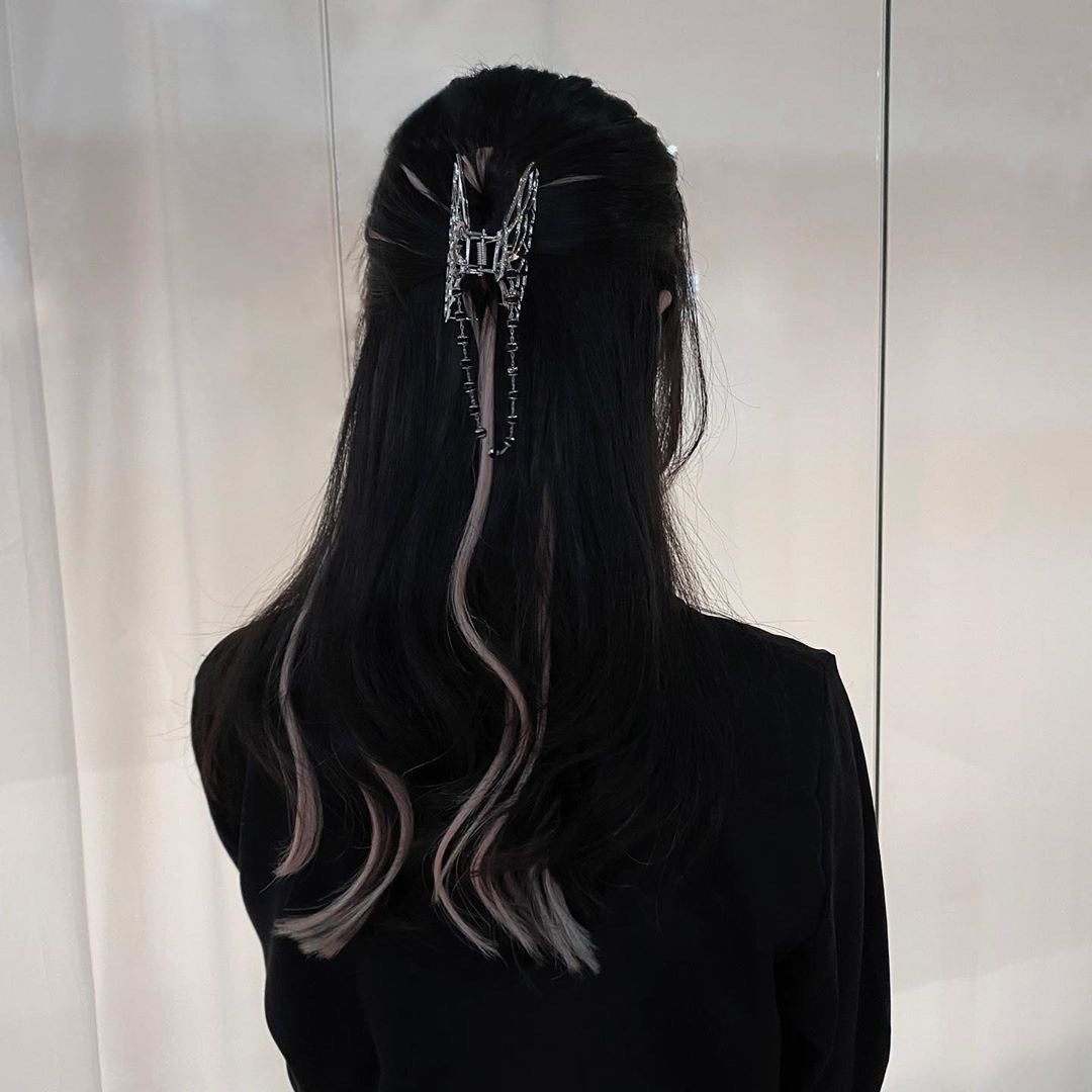 Alloy Butterfly Hair Clip Crystal Chain Cold Personality