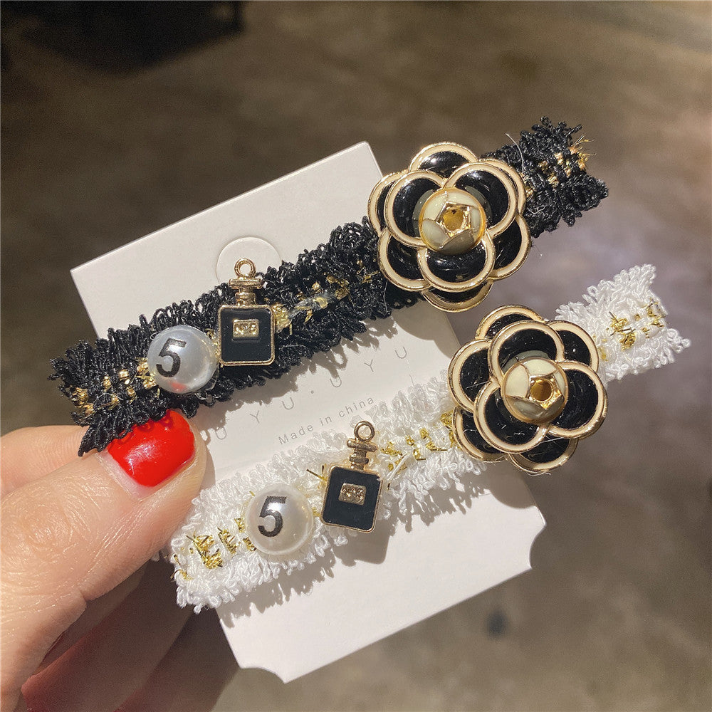 Cloth Czech Diamond Side Rhinestone Wool Back Hair Clip
