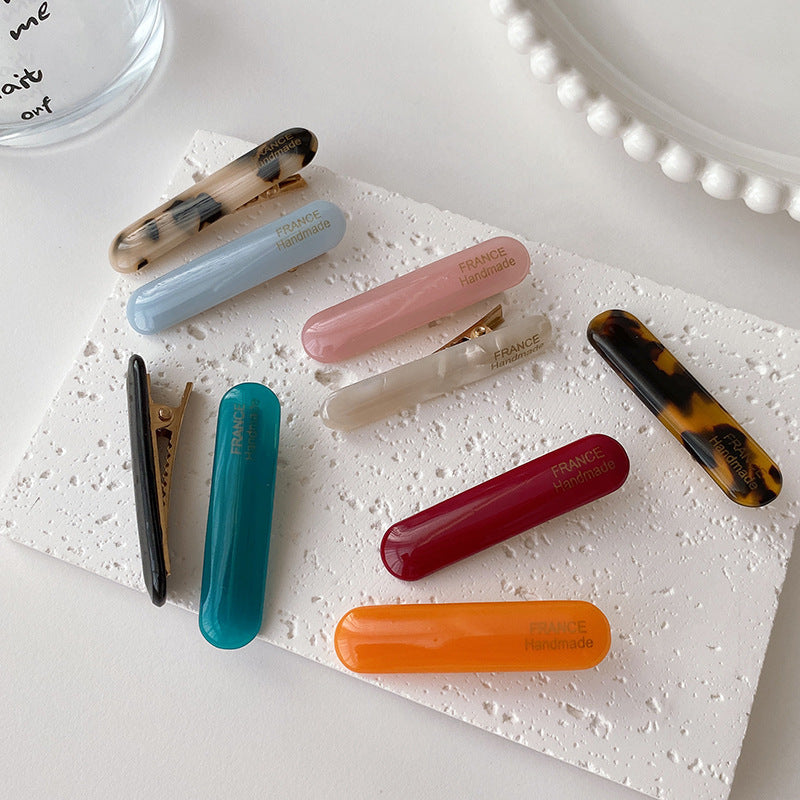 Female Color Oval Acetate Hair Clip Bar Shaped Clip