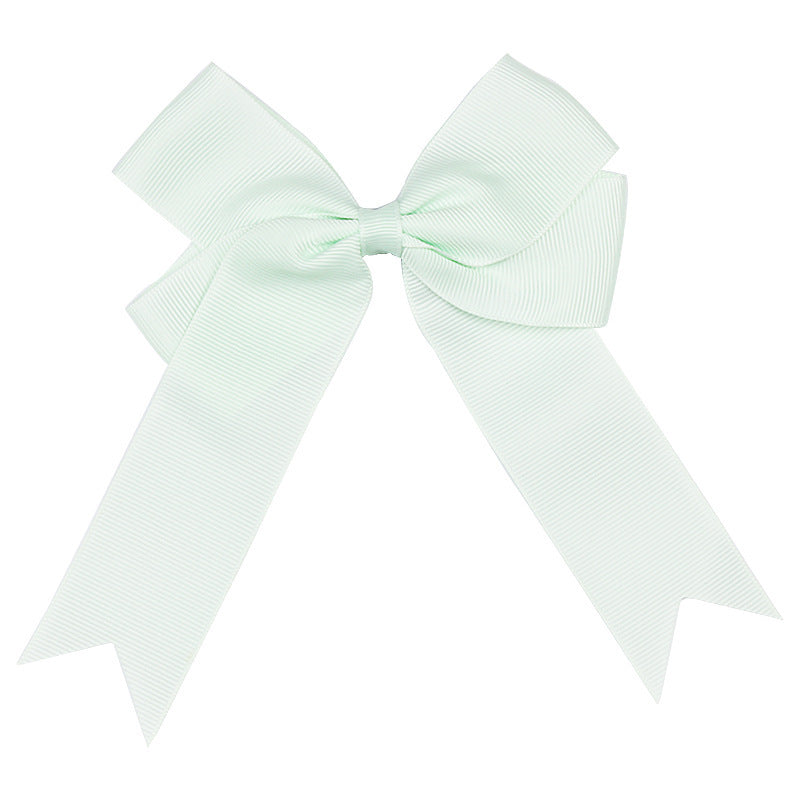 Handmade Long Floating Tail Solid Color Bow Children Barrettes