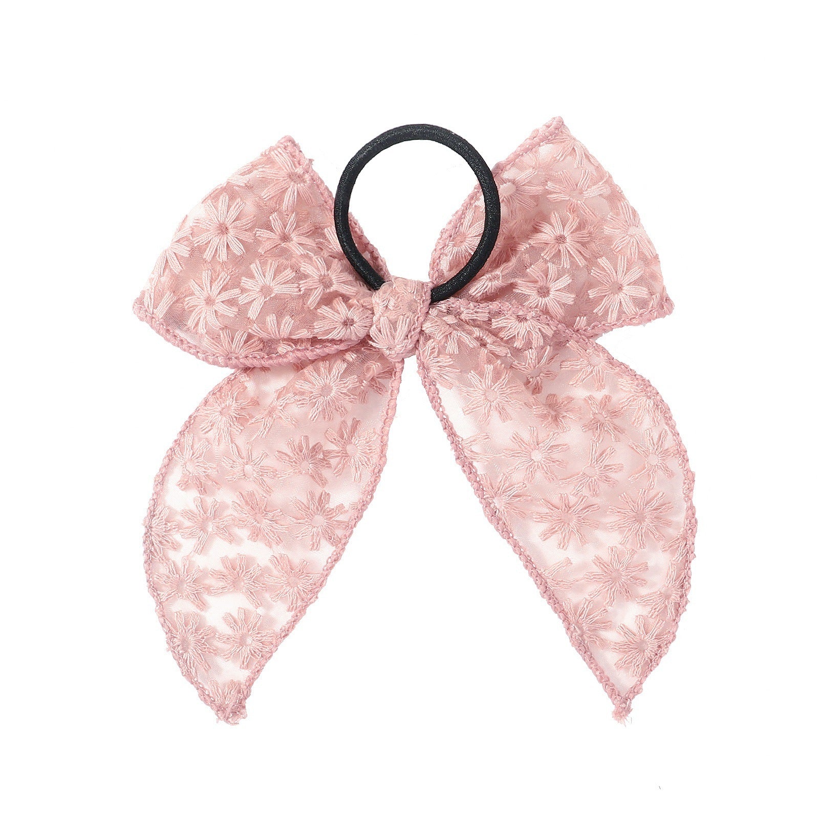 Embroidered Printed Bowknot Hair Ring Simple Lace Rubber Band Hair Rope Floral Dovetail Accessories