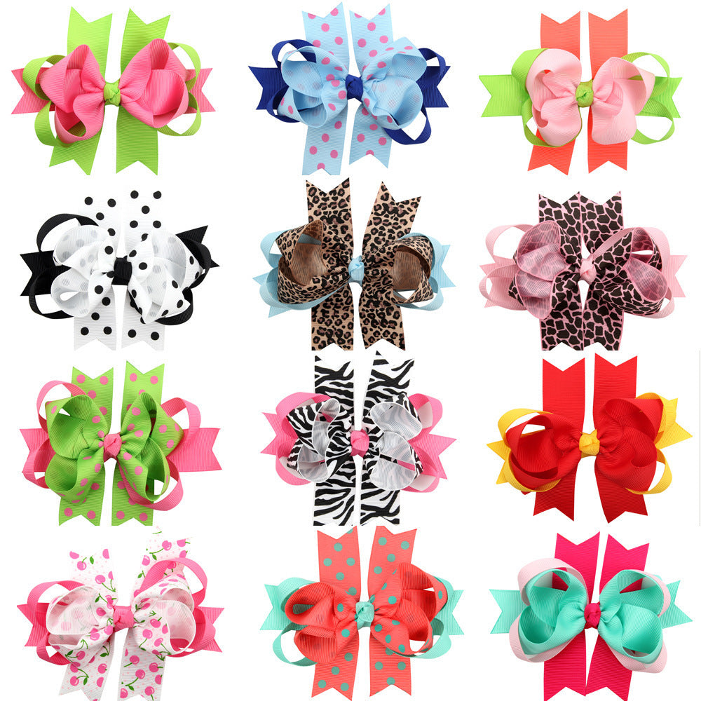 Girls' Double Layer Bubble Bow Hair Clip