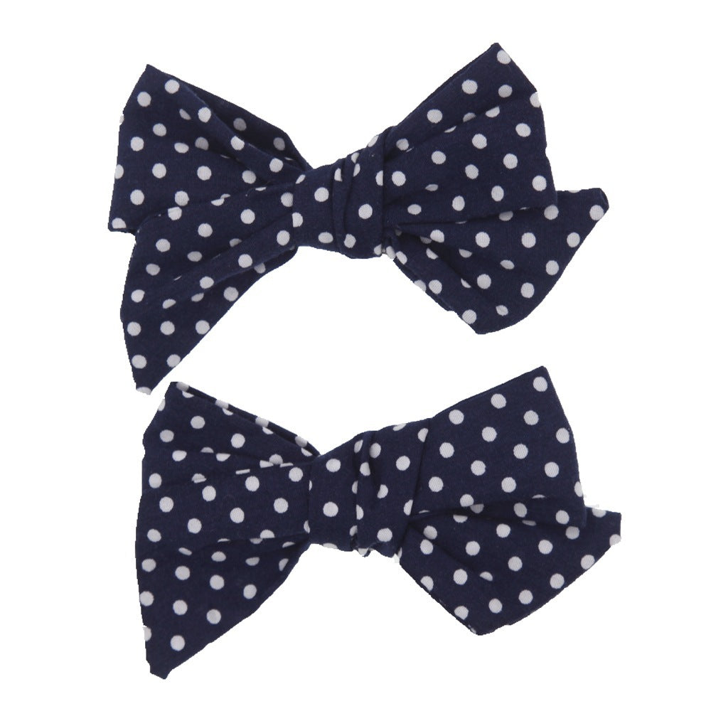 Baby Children's Cloth Soft Nylon Bow Barrettes Two-piece Set