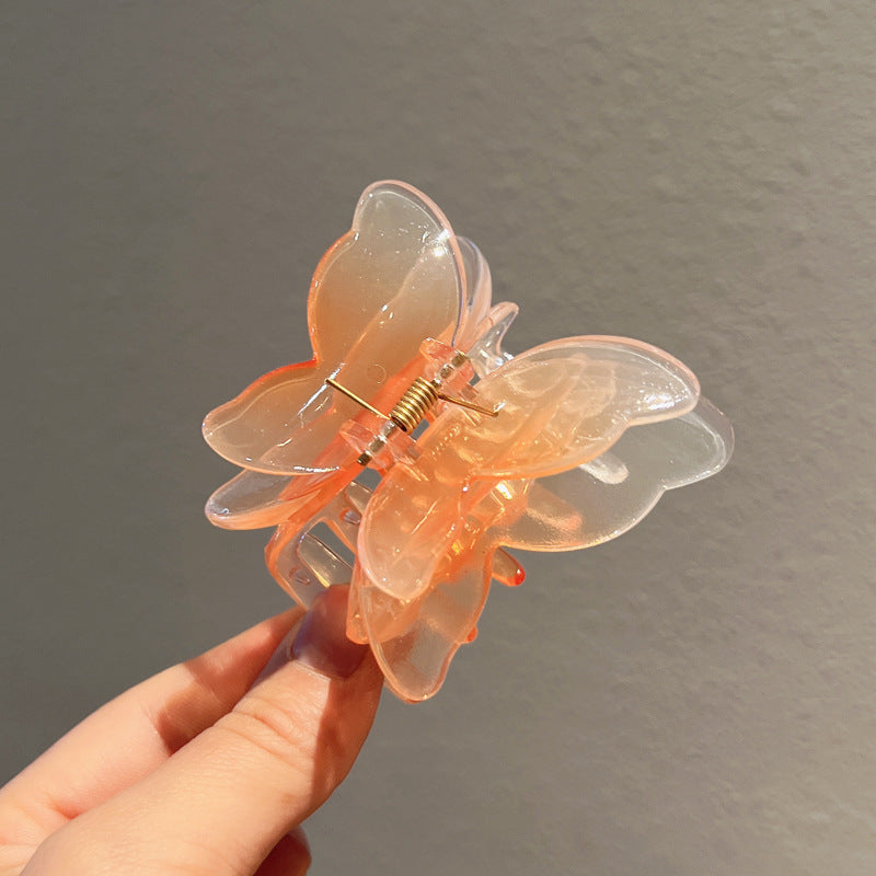 Gradient Color Double Butterfly Frosted Hair Clip