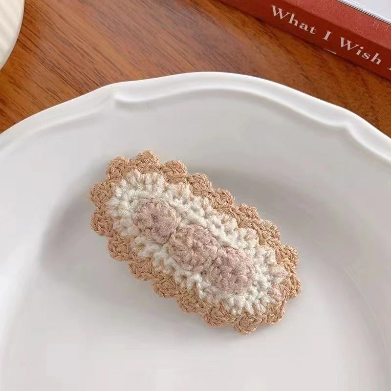 Versatile Knitted Yarn Sweet Flower Hair Clip