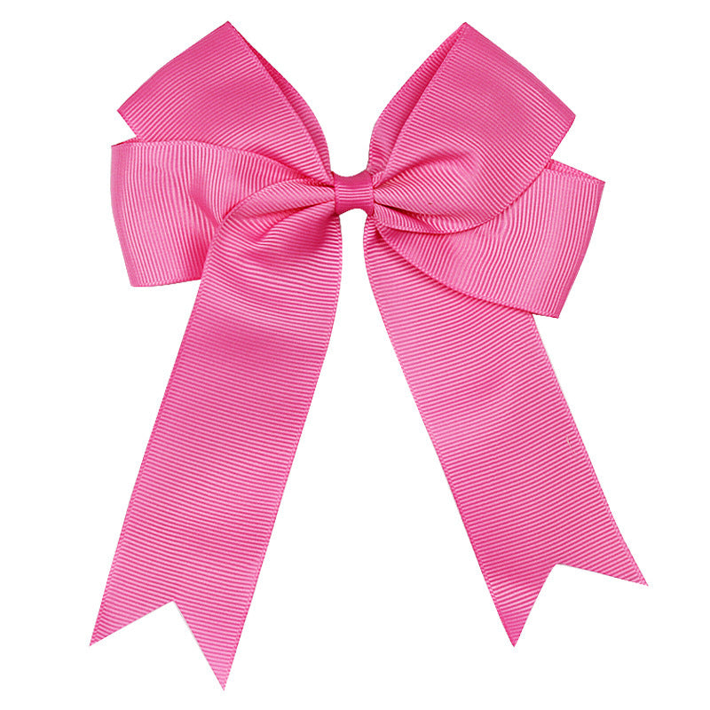 Handmade Long Floating Tail Solid Color Bow Children Barrettes