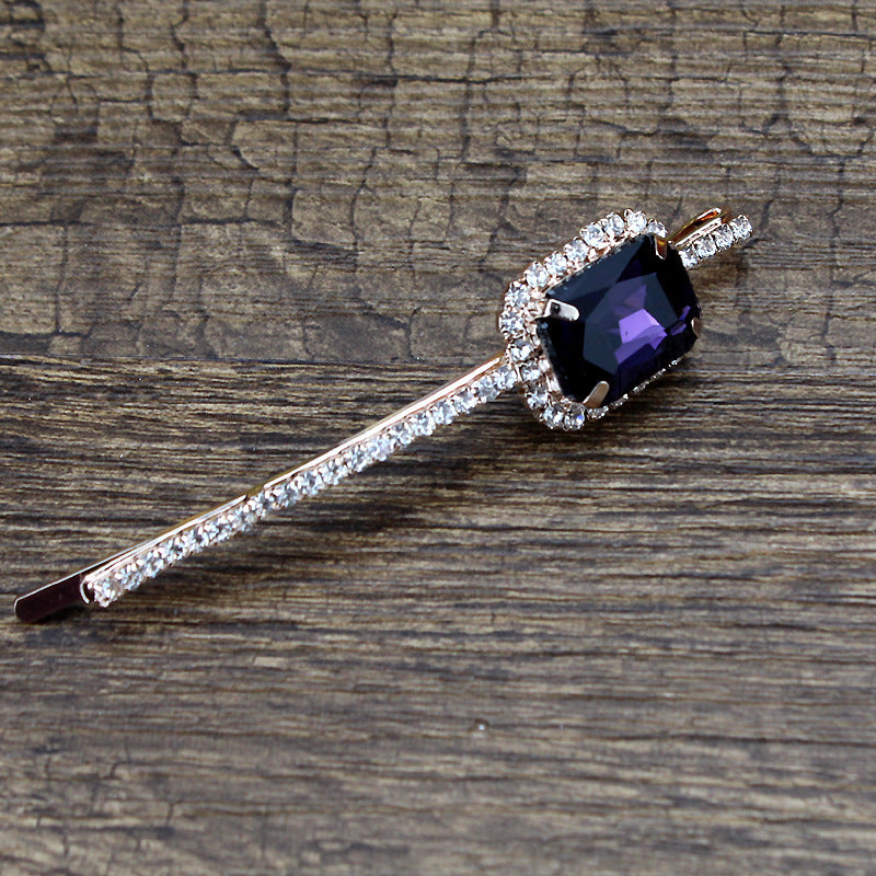 Square Rhinestone Bobby Pin Hair Clip Personality Side Clip Headdress