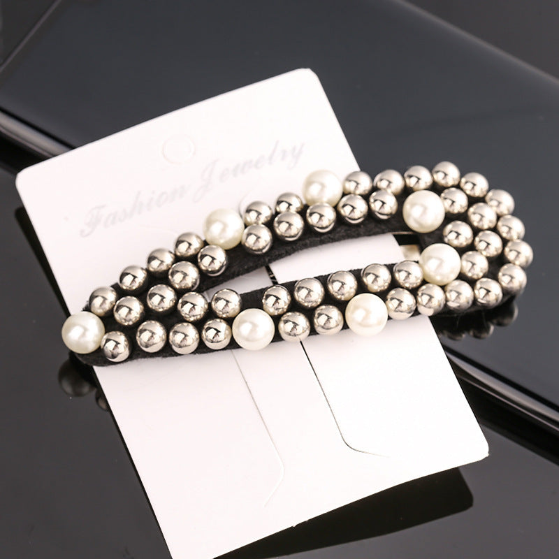 Women's Rivet Droplet Pearl Bb Versatile Hair Clip