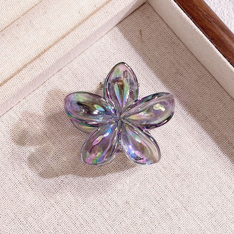 Mini 4CM Plumeria Rubra Grip Electroplated AB Color Bauhinia Barrettes