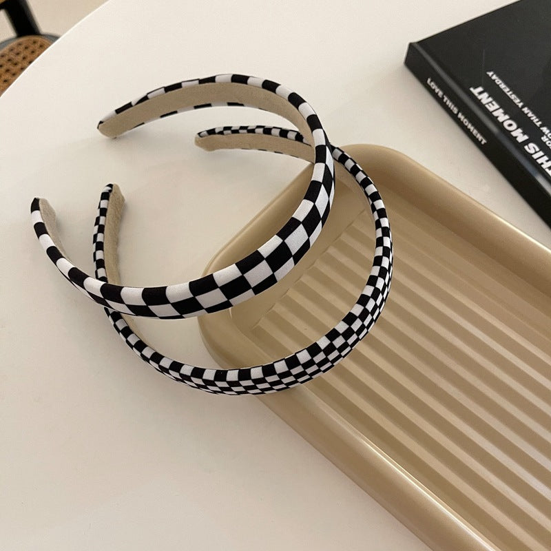 Modern Checkerboard Series Hair Accessories Black And White Lattice Large Intestine Ring