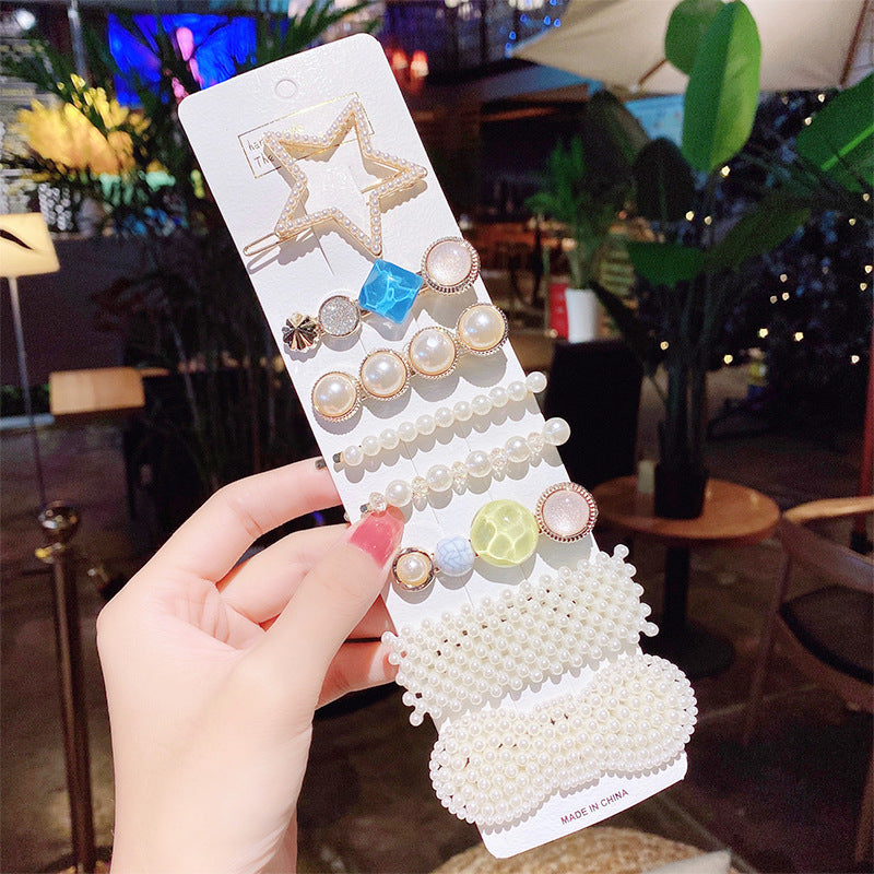 Pearl Hairpin Hair Accessories Mermaid Princess Hairpin Bangs Clip Side Clip Heavy Industry