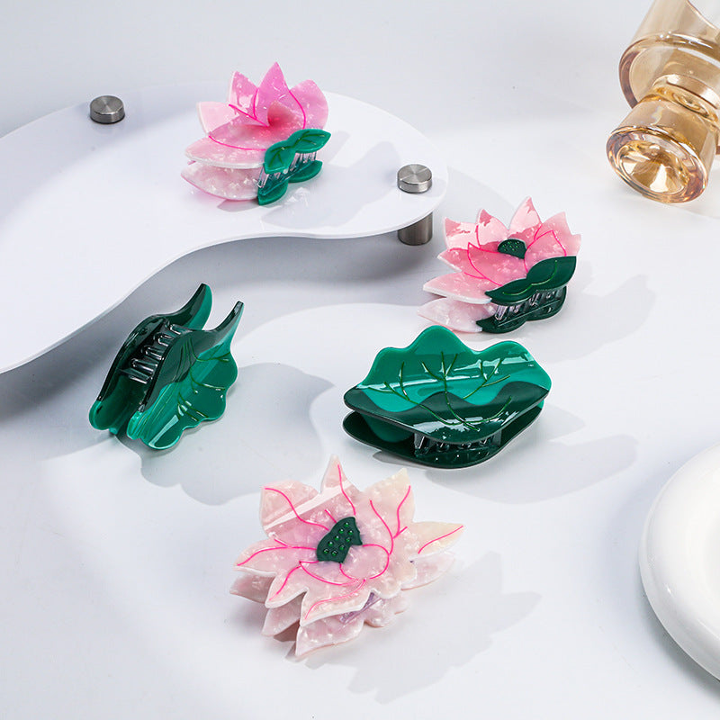 High Stylish Textured Creative Lotus Shark Catch Barrettes