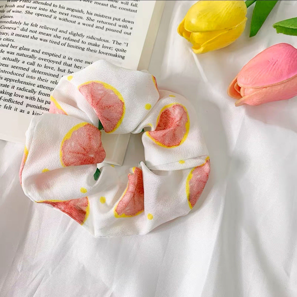 Korean Fruit Pig Large Intestine Hair Ring Organza Cute Japanese Rubber Band Female Tie