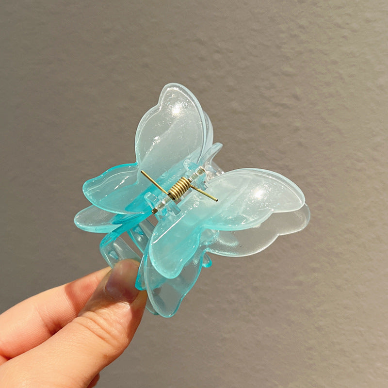 Gradient Color Double Butterfly Frosted Hair Clip
