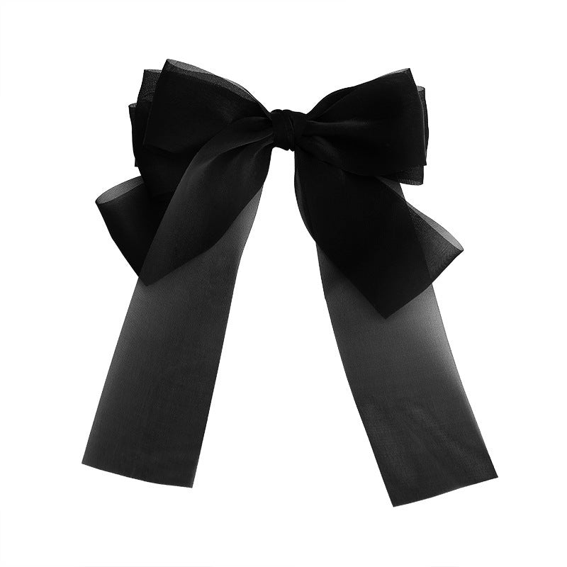 Black Veil Bowknot Spring Clip Back Head Hair Clip