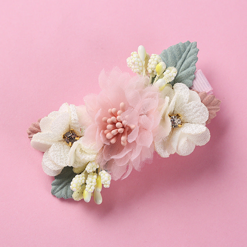 New Three-dimensional Flower Children's Pearl Hair Clip