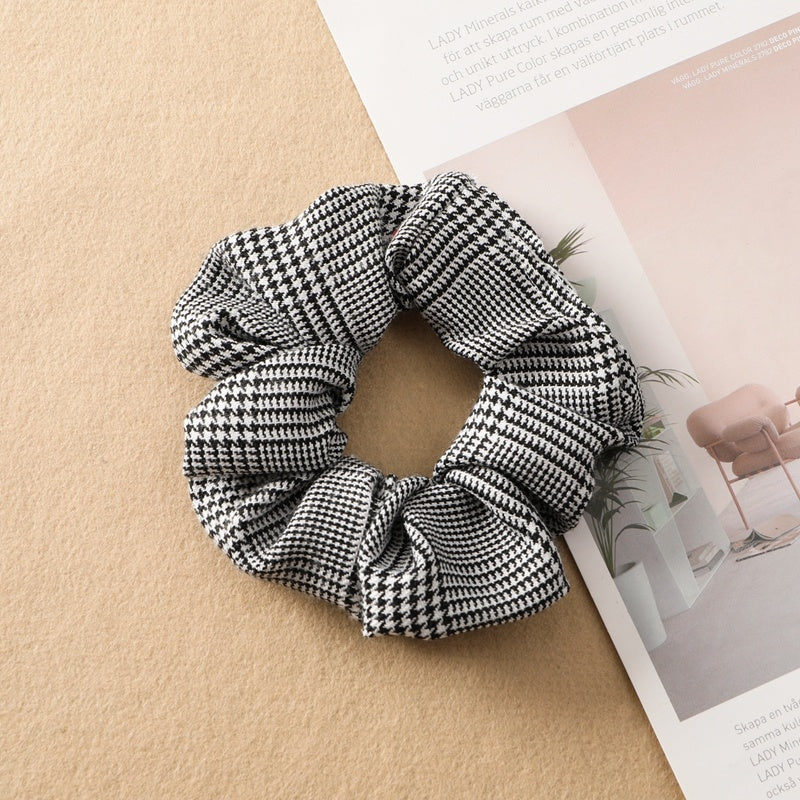 Best Plaid Print Large Intestine Ring Women's Hair Tie