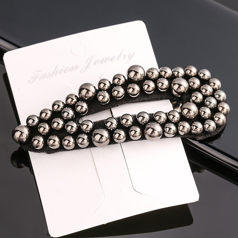Women's Rivet Droplet Pearl Bb Versatile Hair Clip