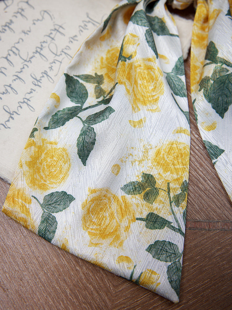Yellow Rose Ribbon Large Intestine Hair Ring Female High Sense