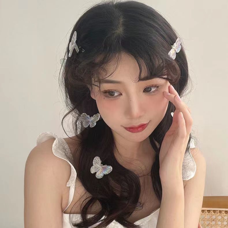 Super Fairy Mermaid Color Butterfly Barrettes Transparent Plated AB Pretty Girl Bang Clip Fantasy Laser Butterfly Hair Clip Headdress