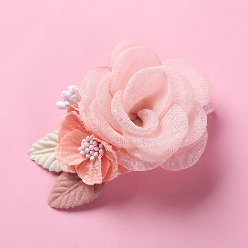 New Three-dimensional Flower Children's Pearl Hair Clip