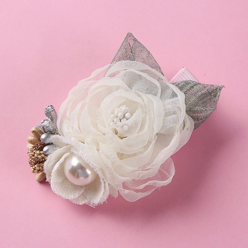 New Three-dimensional Flower Children's Pearl Hair Clip