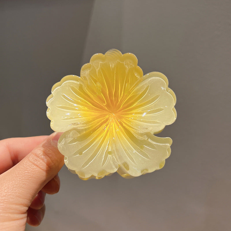 Gradient Color Curly Heart Flower Barrettes Large Headdress