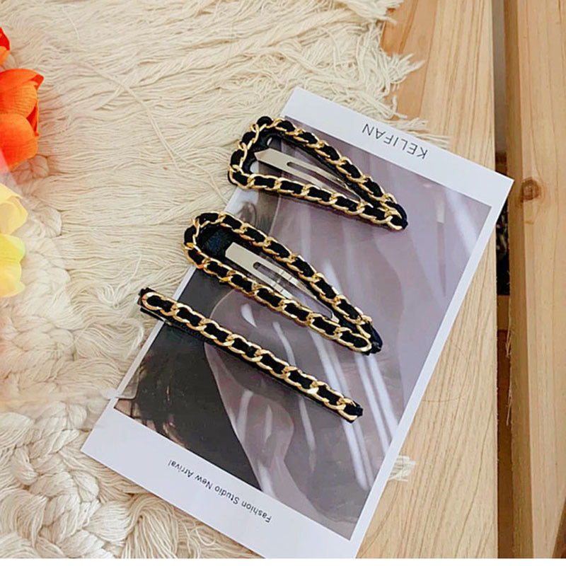 Geometric Metal Chain Barrettes Handmade