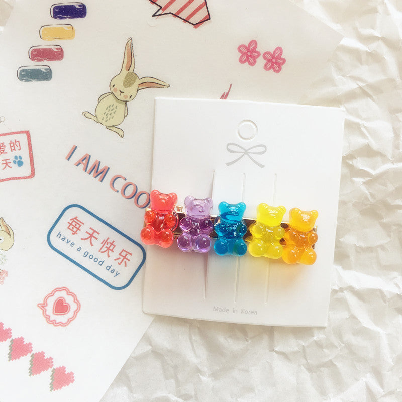 Acrylic Jelly Bear Candy Color Hair Clip